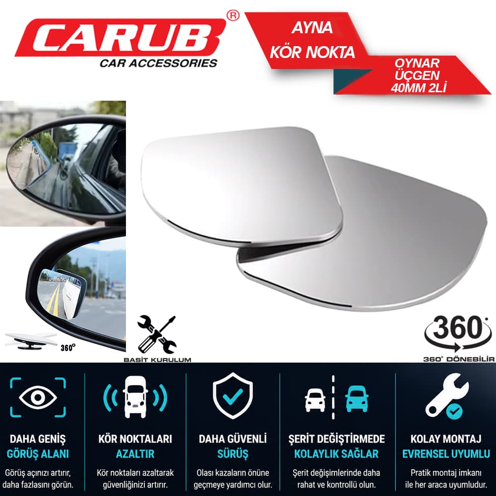 Ayna Kör Nokta Oynar 40mm  Üçgen  2li