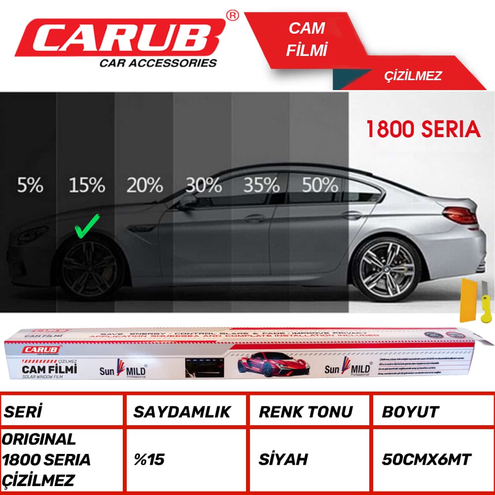 1800 SERİA ORJ Çizilmez Cam Filmi 50x6Mt %15
