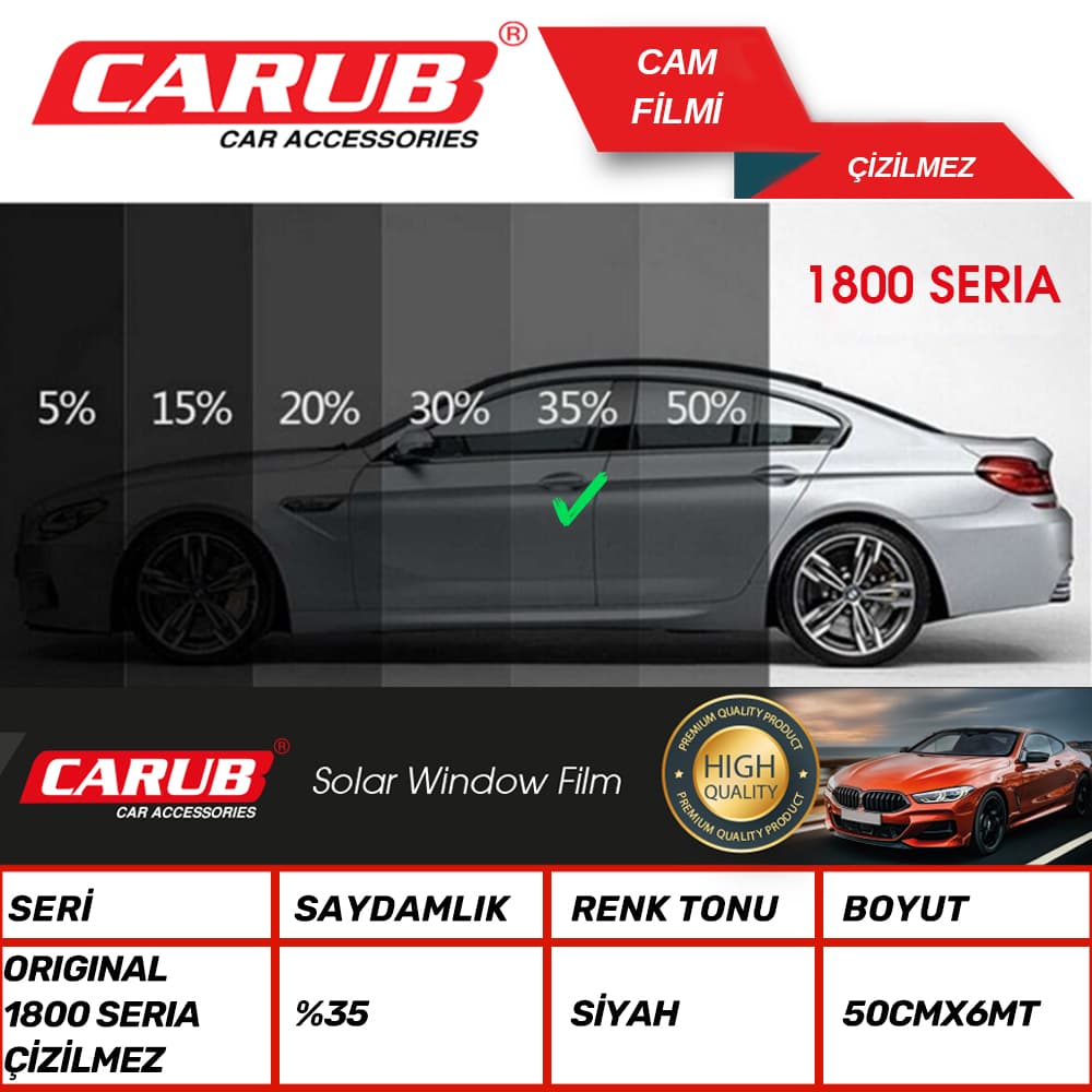 1800 SERİA ORJ  Çizilmez Cam Film 50x6Mt %35