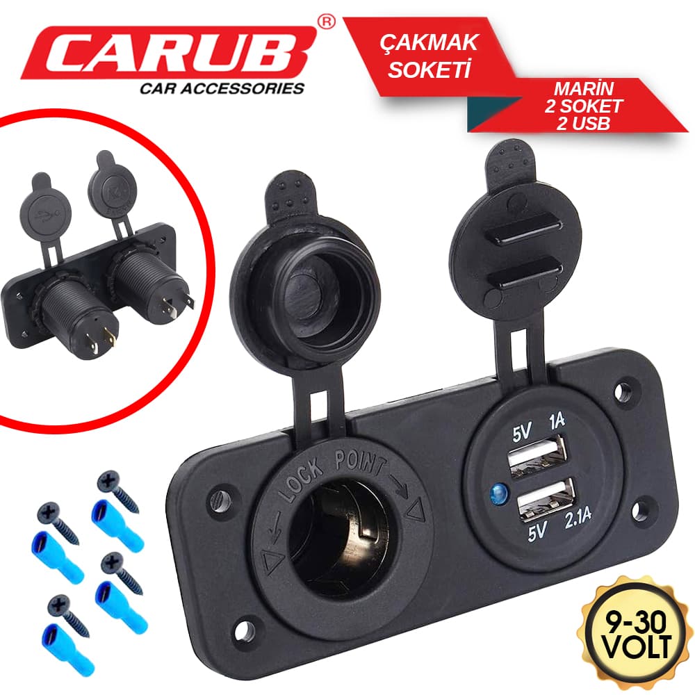 Çakmak Soketi 9-30V Marine 2 Soket-2 Usb(50)