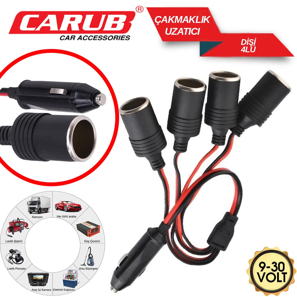 Araç Çakmaklık Uzatıcı 9-30v Dişi 4LÜ