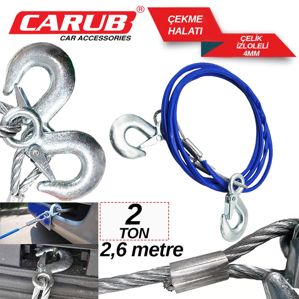 Çekme Halatı 2 Ton Çelik İzoleli 2,60 Mt