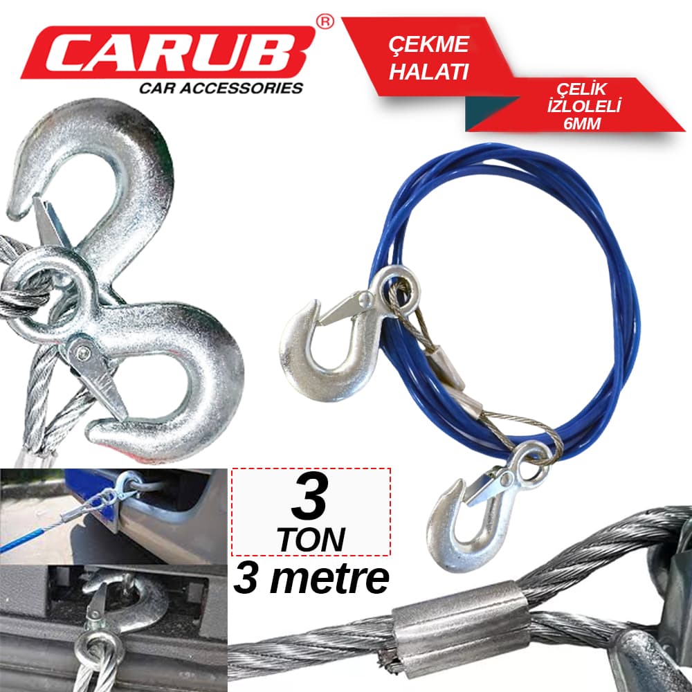Çekme Halatı 3 Ton  Çelik İzoleli 3.Mt
