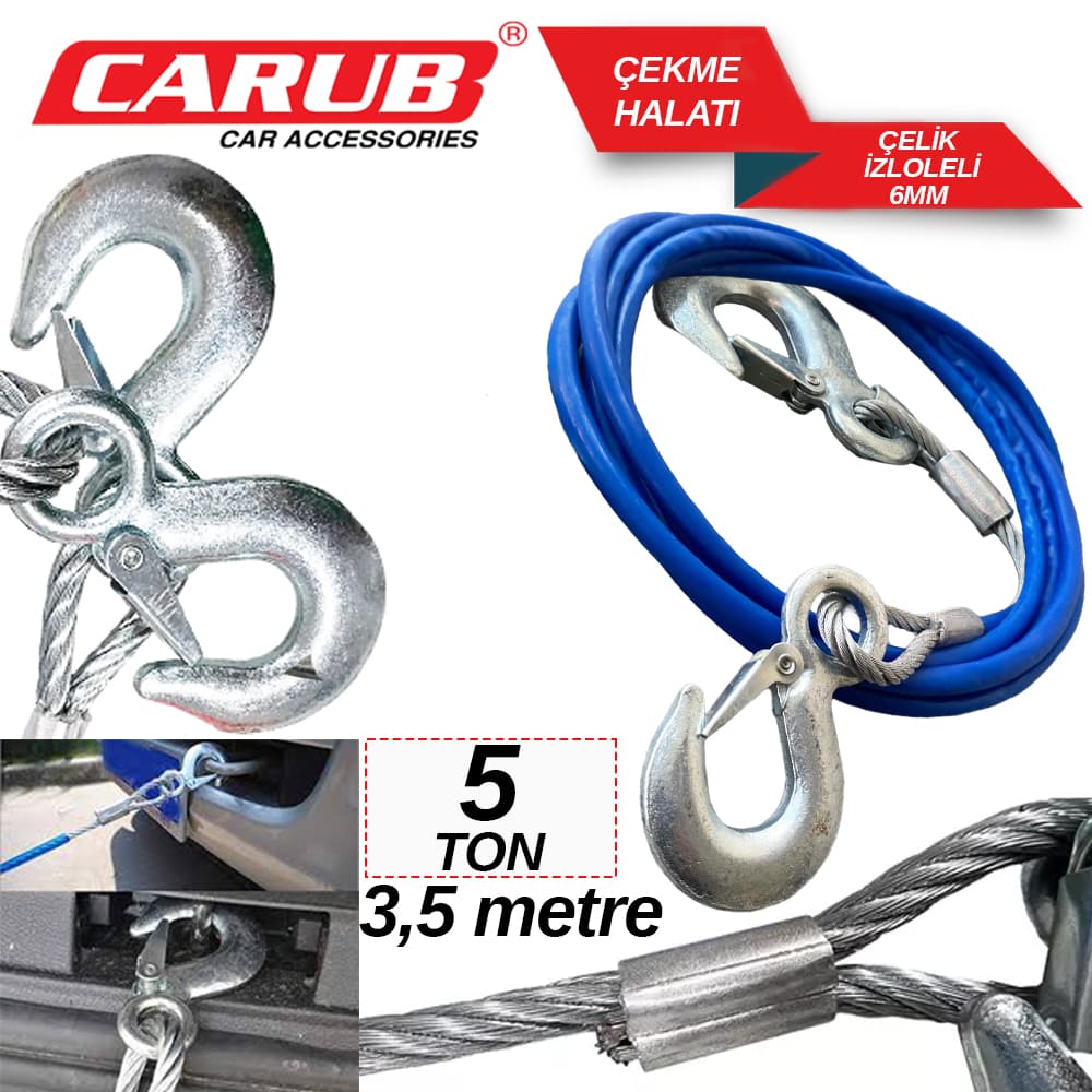 Çekme Halatı 5 Ton  Çelik İzoleli 3.5 Mt