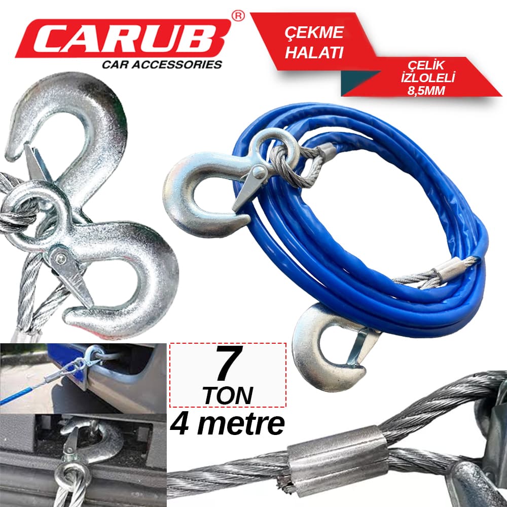 Çekme Halatı 7 Ton  Çelik İzoleli 4 Mt
