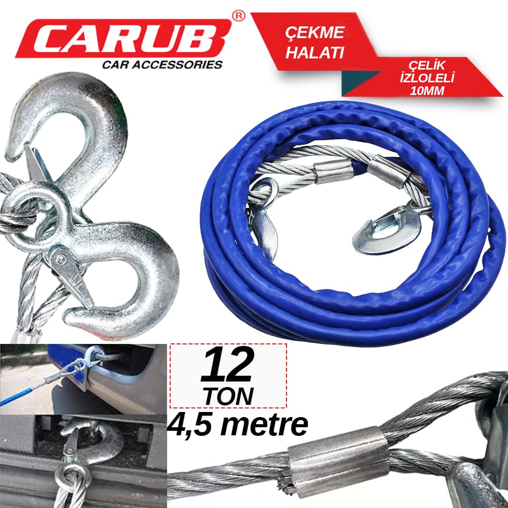 Çekme Halatı 12 Ton Çelik İzoleli 4.5 Mt