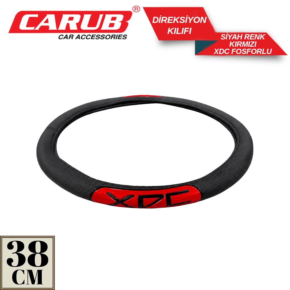 Direksiyon Kılıfı 38cm Siy-Krmz  XDC Fosfor