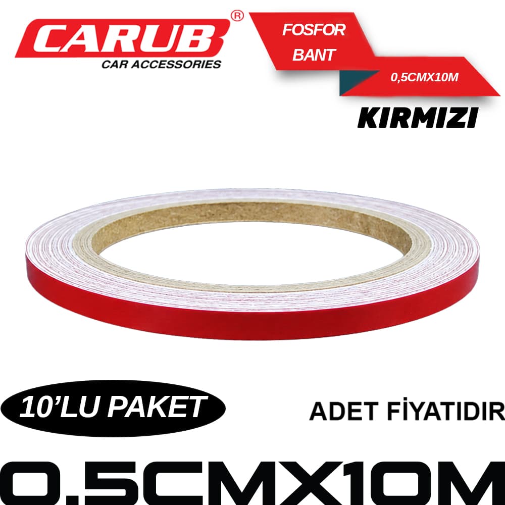 Fosforlu Bant 0.5cmx10M Kırmızı