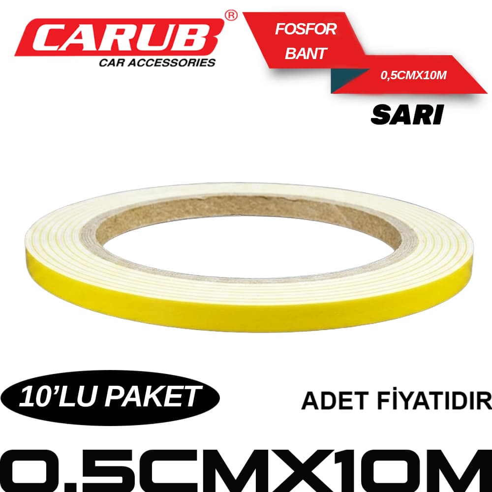 Fosforlu Bant 0.5cmx10M Sarı