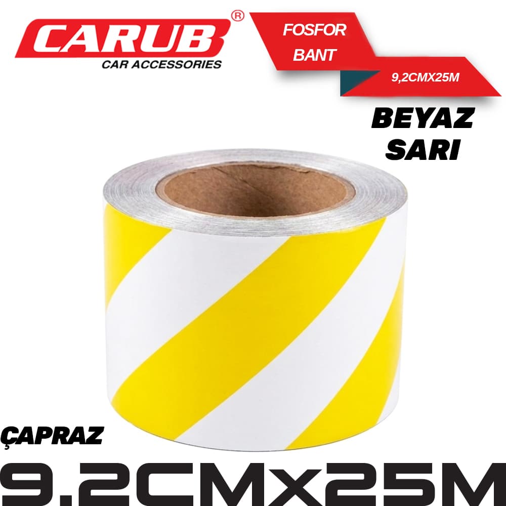 Fosforlu Bant Çapraz 9,2cmx25M Sarı-Beyaz