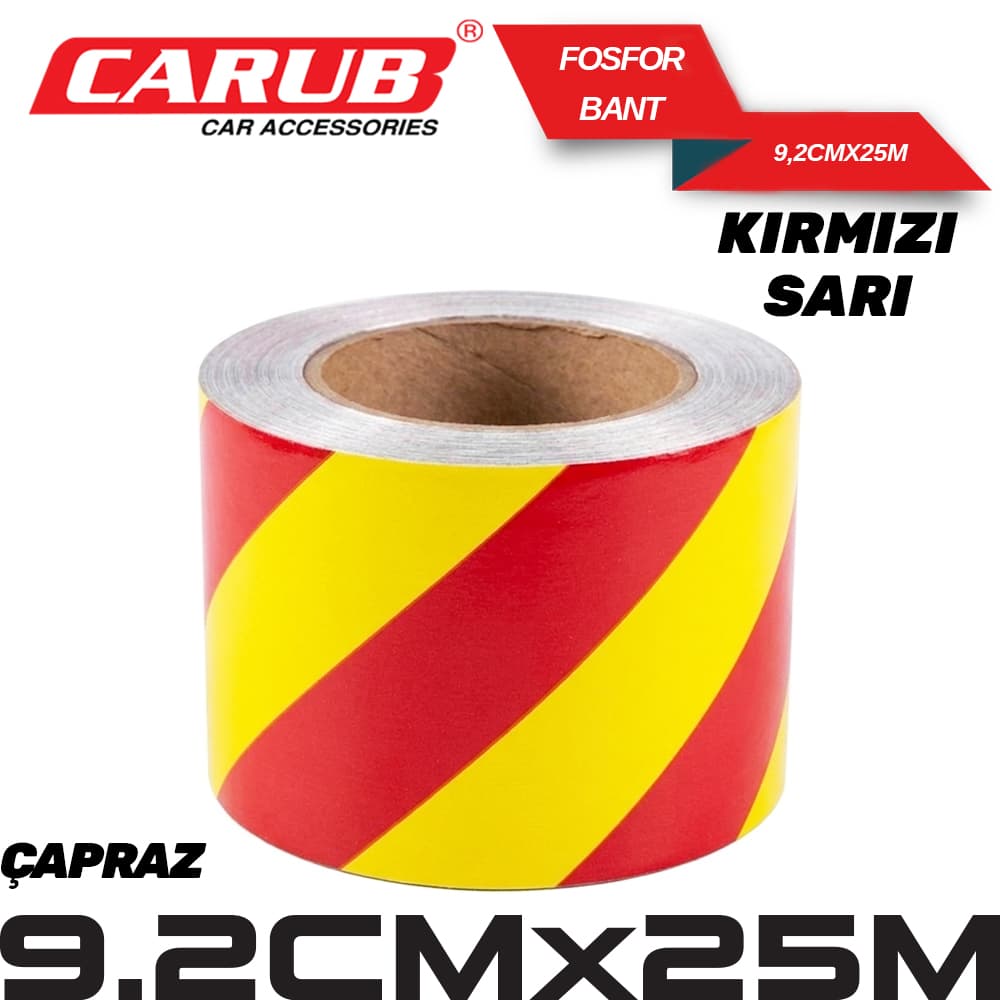 Fosforlu Bant Çapraz 9,2cmx25M Sarı-Kırmızı