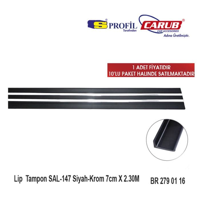 Lip  Tampon SAL-147 Siyah-Krom 7cmx2.30Mt
