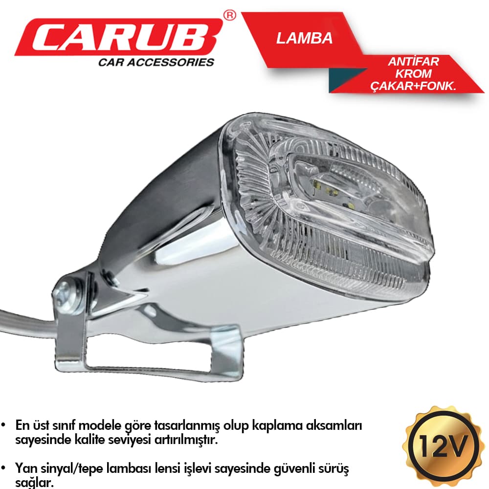 Lamba Antifar Krom 12V Çakar+Foksiyon