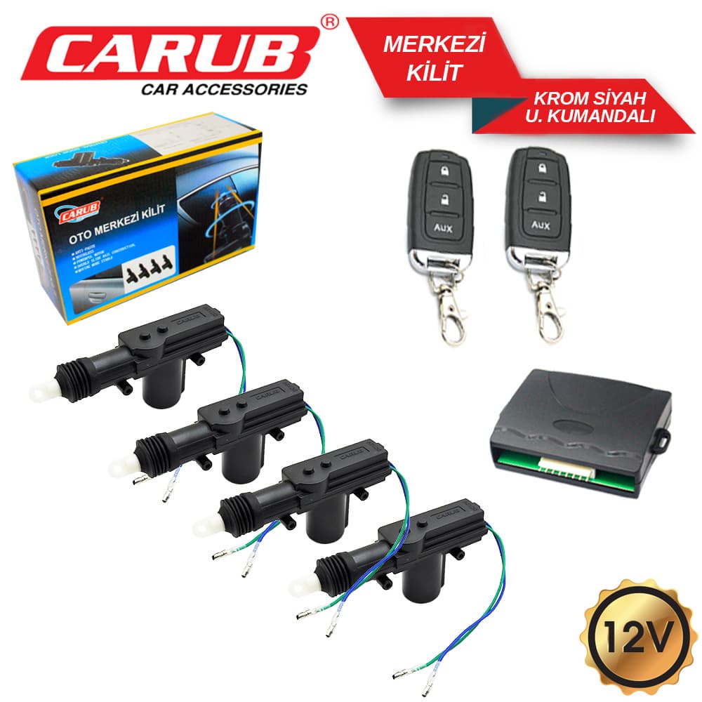 Merkezi Kilit   12V U.  Kumandalı Krom Siyah