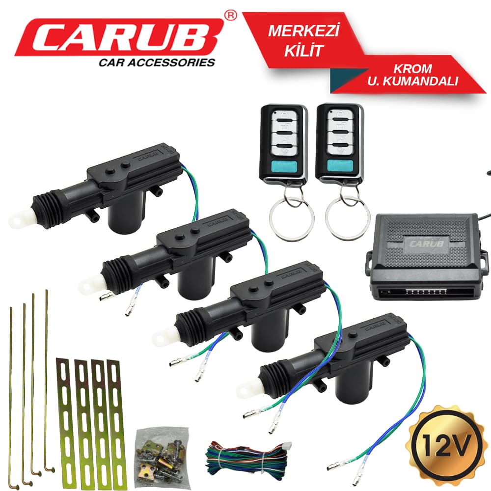 Merkezi Kilit   12V U. Kumandalı  Siyah Krom