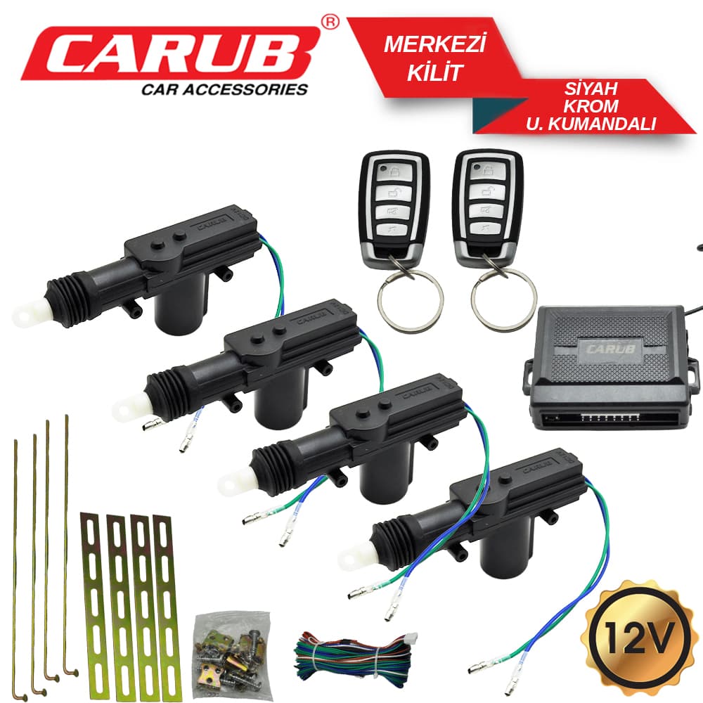 Merkezi Kilit   12V U.Kumandalı  Siyah Krom
