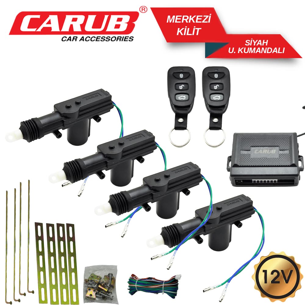 Merkezi Kilit  12V U.Kumandalı  Siyah Krom