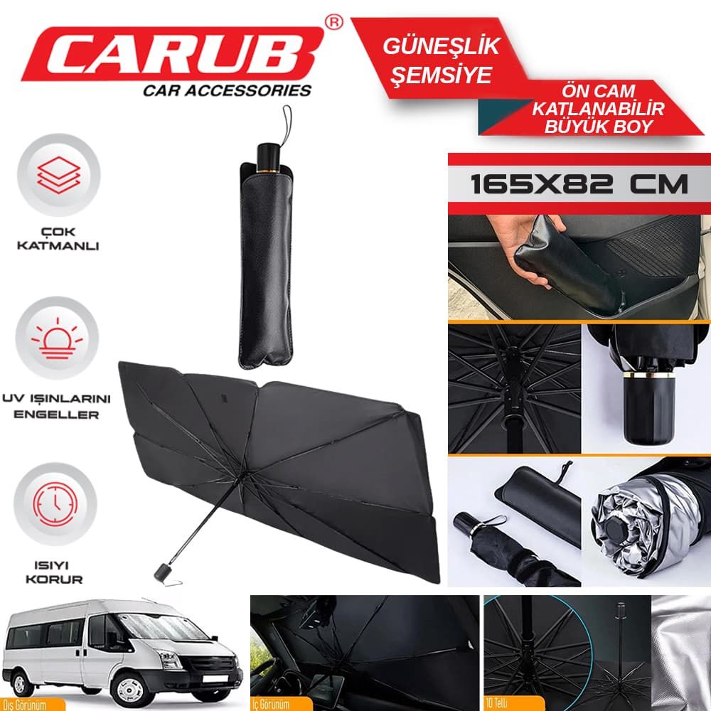 Güneşlik Ön Şemsiye  Katlanır Büyük  165x82
