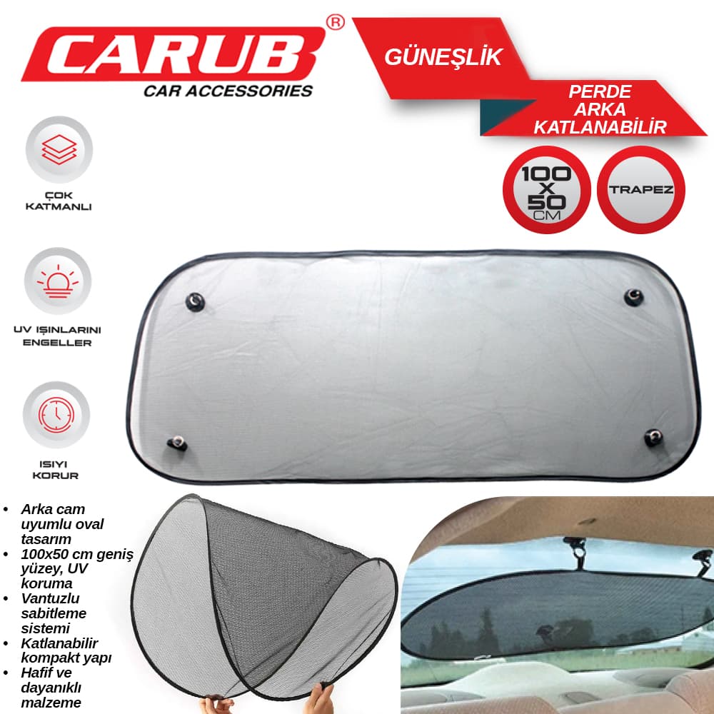 Güneşlik Perde Arka Oval Vantuzlu 100X50
