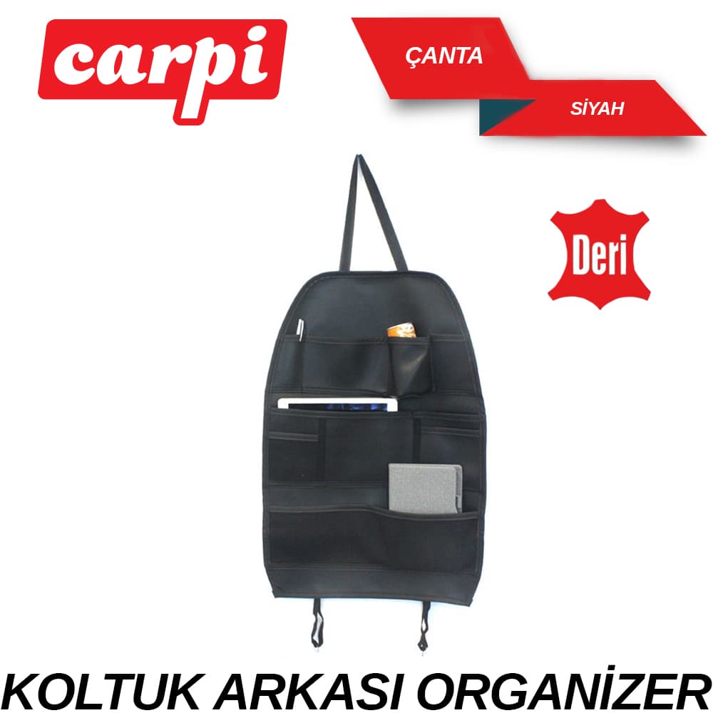 Koltuk Arkası Organizer Deri Çanta  Siyah
