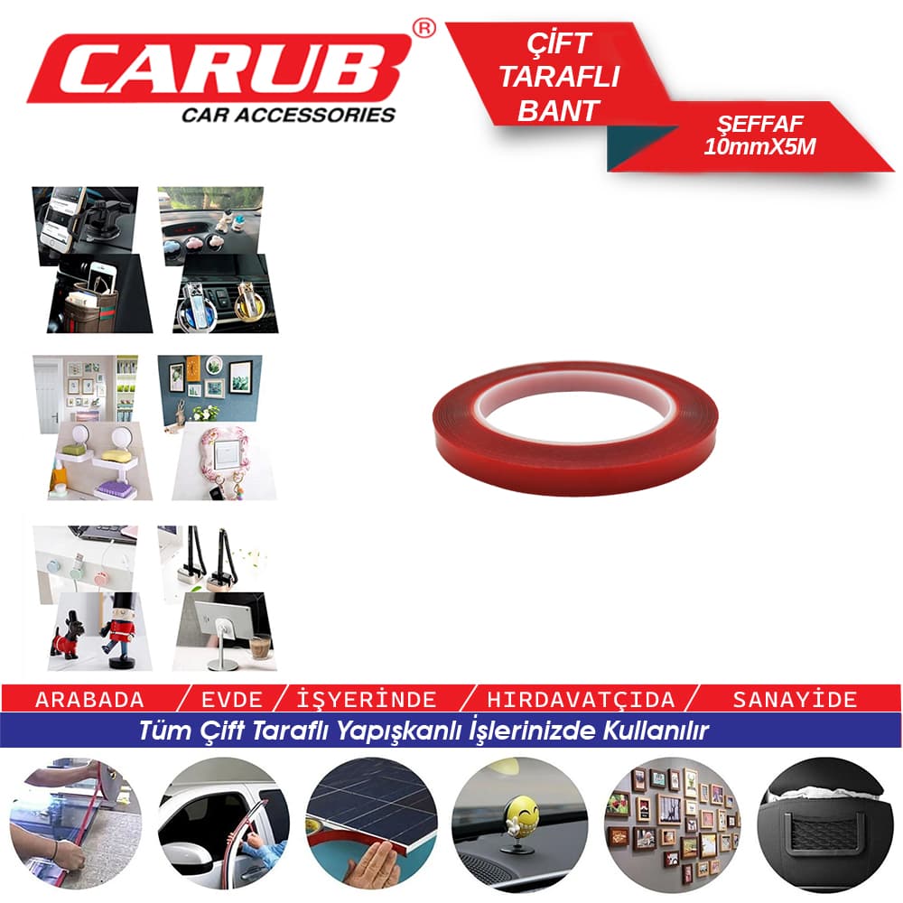 Çift Taraflı Bant Şeffaf 10mmx5M POŞETLİ