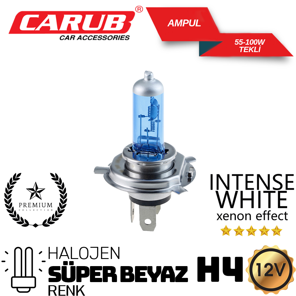 Ampul H4 12V 55-100W Süper Beyaz Işık Bliste